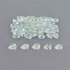 Natural 6x4x2.4mm Faceted Pear Aquamarine