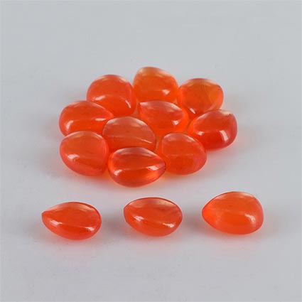 Natural 7x6x3.9mm Cabochon Pear Carnelian