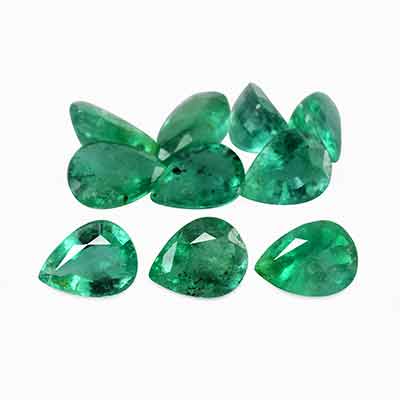 Natural 4x3x2.4mm Faceted Pear Brazilian Emerald