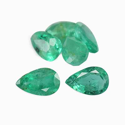 Natural 5x3x2.10mm Faceted Pear Zambian Emerald