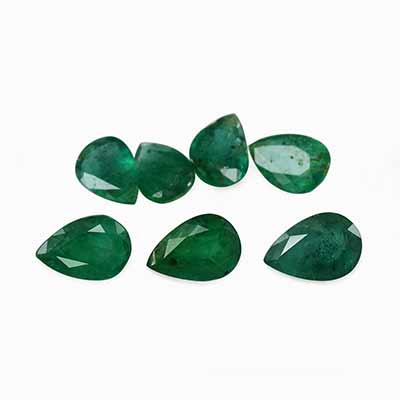 Natural 6x4x2.8mm Faceted Pear Brazilian Emerald