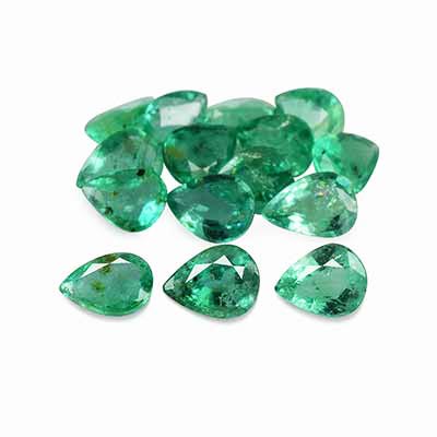 Natural 4x3x1.9mm Faceted Pear Brazilian Emerald