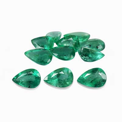 Natural 6x4x2.6mm Faceted Pear Brazilian Emerald