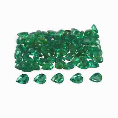 Natural 4`x3x2.2mm Faceted Pear Brazilian Emerald
