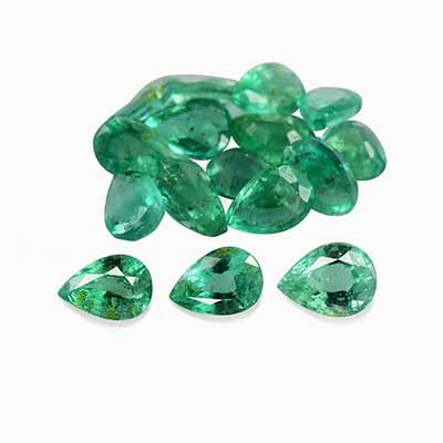 Natural 3.5x2.5x1.8mm Faceted Pear Brazilian Emerald