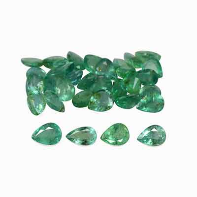 Natural 4x3x1.8mm Faceted Pear Brazilian Emerald
