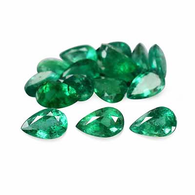 Natural 5x3x2.6mm Faceted Pear Brazilian Emerald