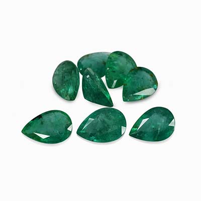 Natural 7x5x3.2mm Faceted Pear Brazilian Emerald