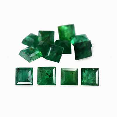Natural 2x2x1.5mm Faceted Square Brazilian Emerald