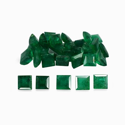 Natural 3x3x2.5mm Faceted Square Brazilian Emerald