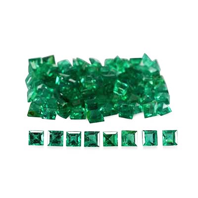 Natural 2x2x1.7mm Faceted Square Brazilian Emerald