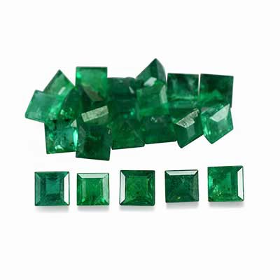 Natural 2.2x2.2x1.9mm Faceted Square Brazilian Emerald
