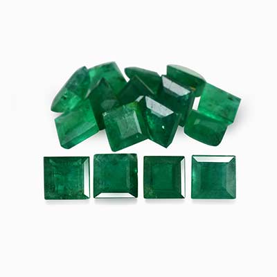 Natural 2.7x2.7x1.8mm Faceted Square Brazilian Emerald
