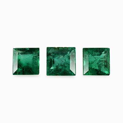 Natural 3.5x3.5x2.2mm Faceted Square Brazilian Emerald