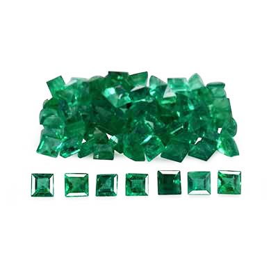 Natural 1.8x1.8x1.3mm Faceted Square Brazilian Emerald