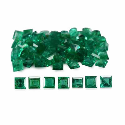 Natural 2.2x2.2x1.8mm Faceted Square Brazilian Emerald