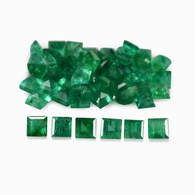 Natural 2.2x2.2x1.7mm Faceted Square Brazilian Emerald