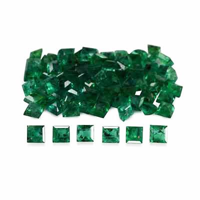 Natural 2.5x2.5x1.8mm Faceted Square Brazilian Emerald