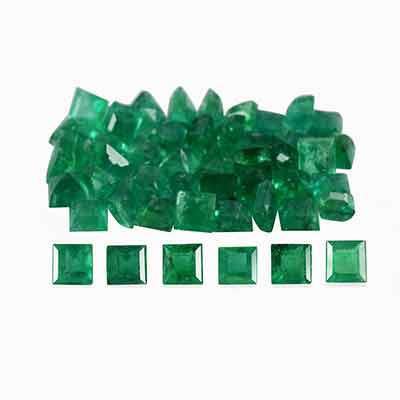 Natural 2.7x2.7x2mm Faceted Square Brazilian Emerald