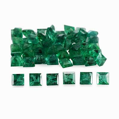 Natural 2.7x2.7x2.2mm Faceted Square Brazilian Emerald