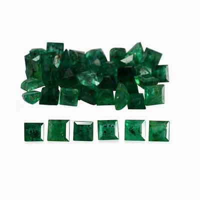 Natural 3x3x2.4mm Faceted Square Brazilian Emerald