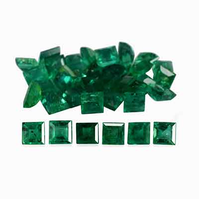 Natural 3x3x2.3mm Faceted Square Brazilian Emerald