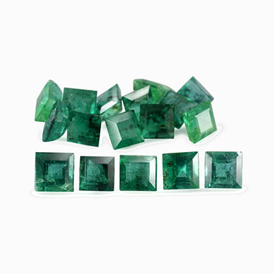 Natural 3.5x3.5x2.5mm Faceted Square Brazilian Emerald