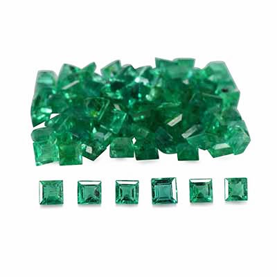 Natural 2x2x1.8mm Faceted Square Brazilian Emerald