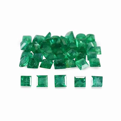Natural 2x2x1.5mm Faceted Square Brazilian Emerald