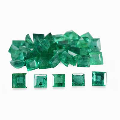 Natural 3x3x2.3mm Faceted Square Brazilian Emerald