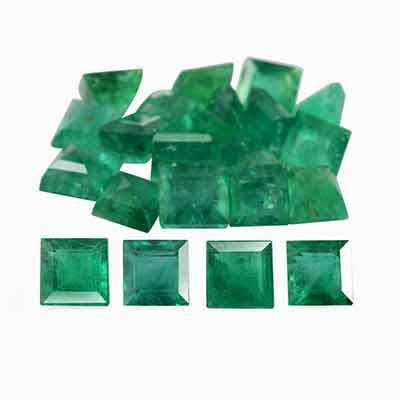 Natural 3.5x3.5x2.5mm Faceted Square Brazilian Emerald
