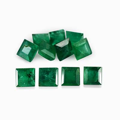 Natural 2.2x2.2x1.6mm Faceted Square Brazilian Emerald