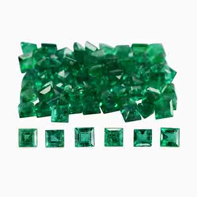 Natural 2.5x2.5x2mm Faceted Square Brazilian Emerald