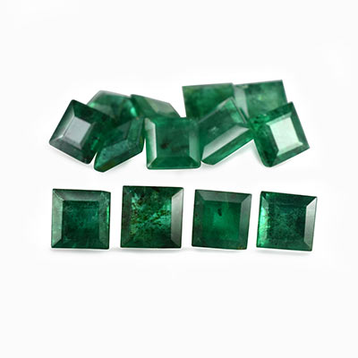 Natural 3.5x3.5x2.3mm Faceted Square Brazilian Emerald