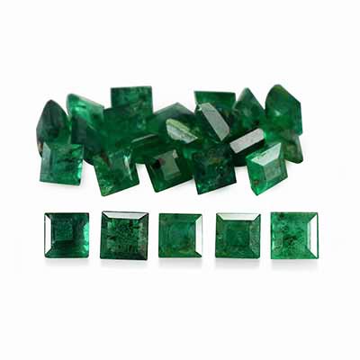 Natural 2.2x2.2x1.6mm Faceted Square Brazilian Emerald