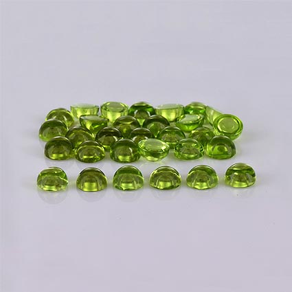 Natural 5x5x3mm Cabochon Round Peridot