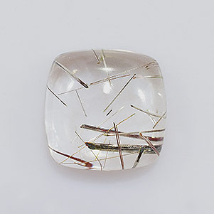 Natural 10x10x4.6mm Cabochon Cushion Rutilated Quartz