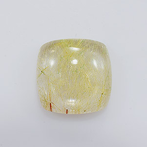 Natural 12x12x5.3mm Cabochon Cushion Rutilated Quartz