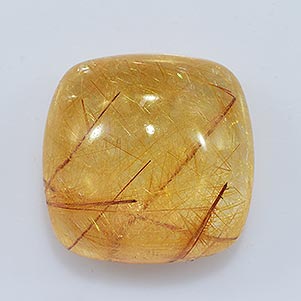 Natural 14x14x8.2mm Cabochon Cushion Rutilated Quartz