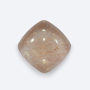 Natural 14x14x6.6mm Cabochon Cushion Rutilated Quartz