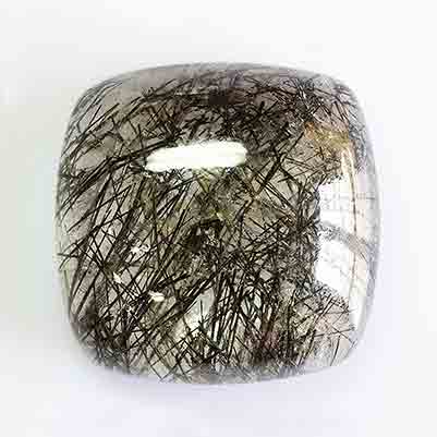 Natural 16x16x7.4mm Cabochon Cushion Rutilated Quartz