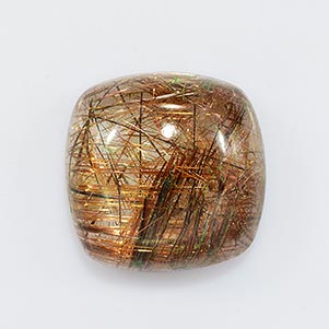 Natural 16x16x7.5mm Cabochon Cushion Rutilated Quartz