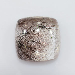 Natural 16x16x7.4mm Cabochon Cushion Rutilated Quartz