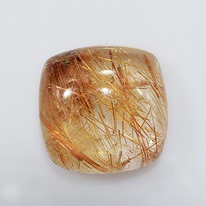 Natural 16x16x7.2mm Cabochon Cushion Rutilated Quartz