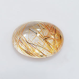 Natural 18x13x7.7mm Cabochon Oval Rutilated Quartz