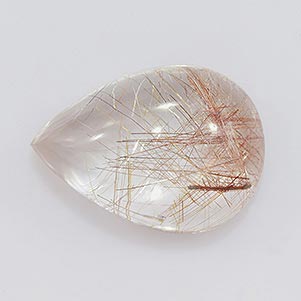 Natural 18x13x7.6mm Cabochon Pear Rutilated Quartz