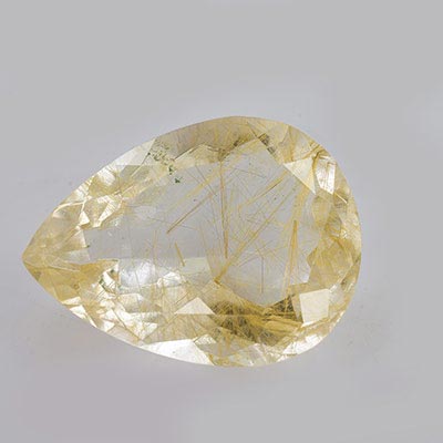 Natural 20x15x8.6mm Faceted Pear Rutilated Quartz