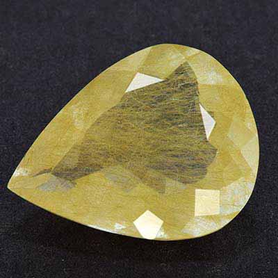 Natural 24.15x18.90x10.20mm Faceted Pear Rutilated Quartz