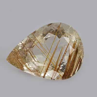 Natural 22.85x17x10.90mm Faceted Pear Rutilated Quartz