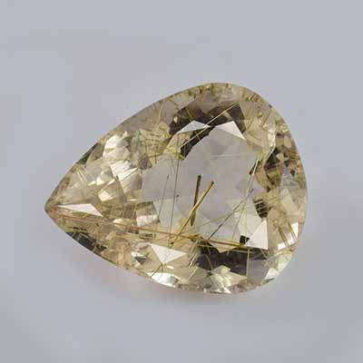 Natural 22.55x18.20x12.20mm Faceted Pear Rutilated Quartz